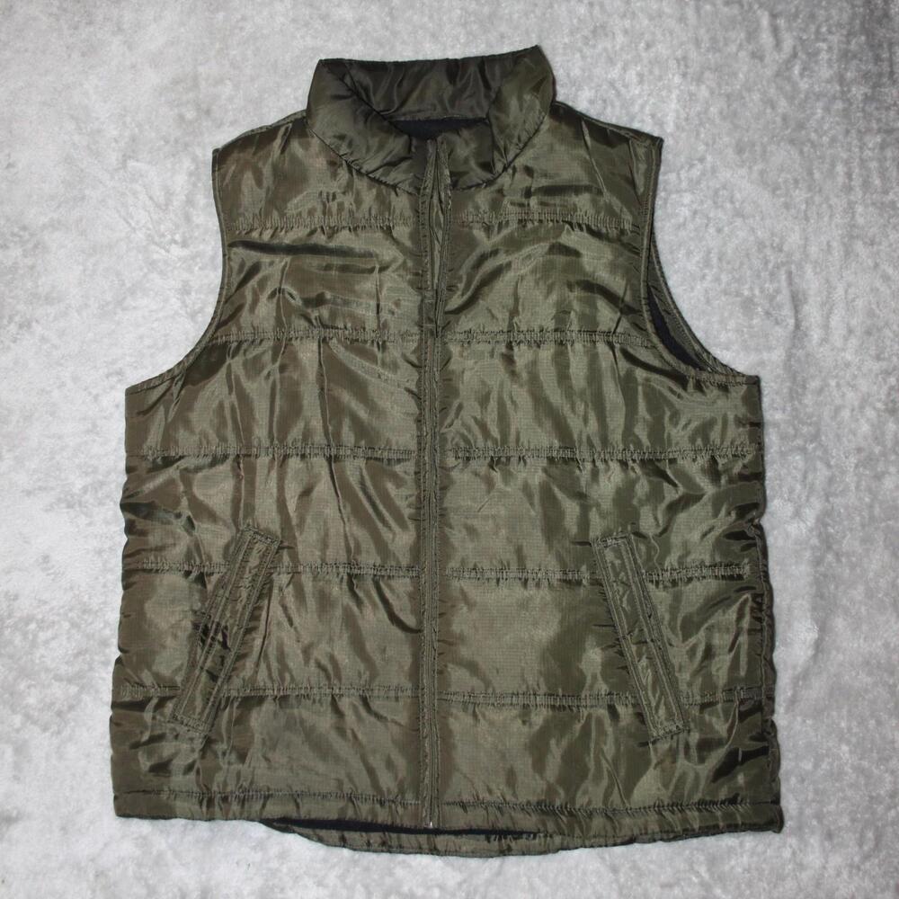 Weatherproof Vest Mens Large Green Puffer Polyester Insulated Full Zip Pockets